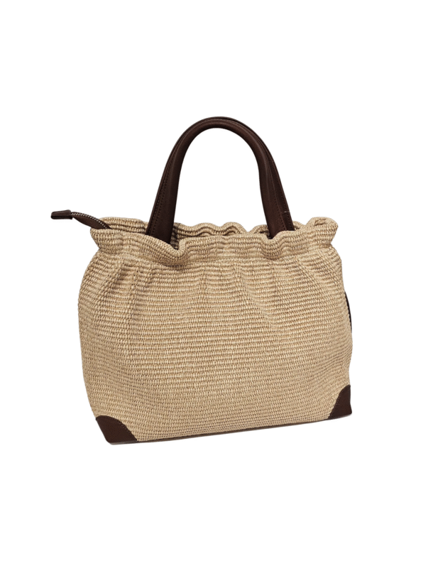 Woven Leather Grip and Crossbody Med Handbag