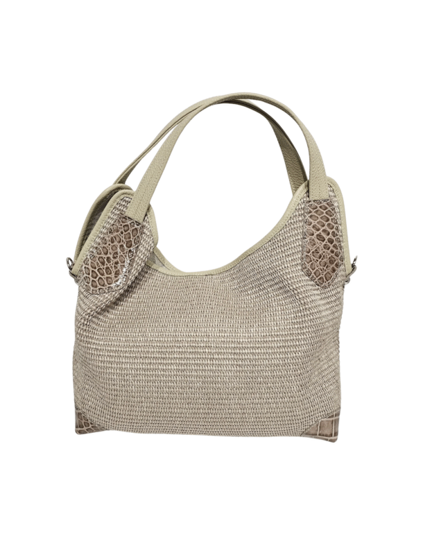 Woven Leather Grip and Crossbody Med Handbag