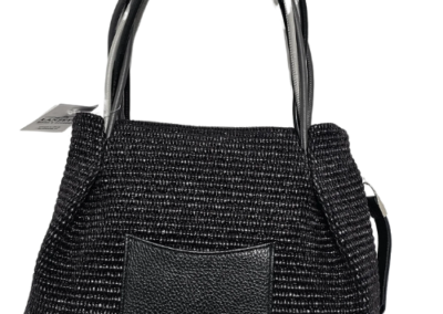 MARILYN'S WOVEN LEATHER MEDIUM SIZE GRIP AND CROSSBODY HANDBAG
