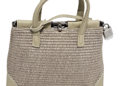 MARILYN'S WOVEN LEATHER MED TURN-LOCK GRIP AND CROSSBODY HANDBAG