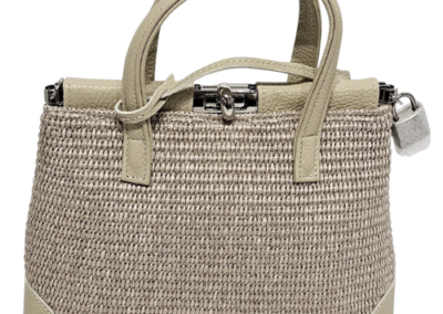 MARILYN'S WOVEN LEATHER SMALL TURN-LOCK GRIP AND CROSSBODY HANDBAG