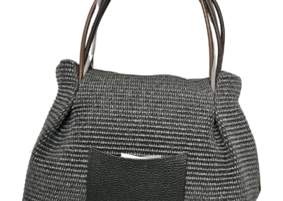 MARILYN'S WOVEN LEATHER MEDIUM SIZE GRIP AND CROSSBODY HANDBAG