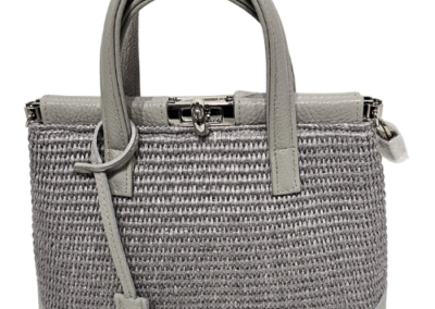 MARILYN'S WOVEN LEATHER MED TURN-LOCK GRIP AND CROSSBODY HANDBAG