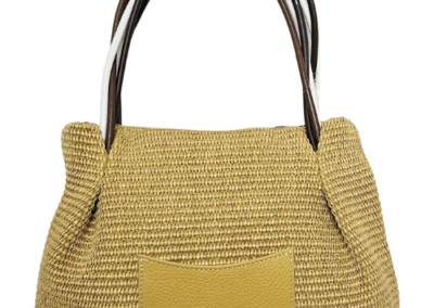 MARILYN'S WOVEN LEATHER MEDIUM SIZE GRIP AND CROSSBODY HANDBAG