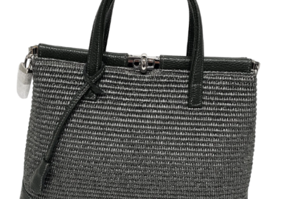 MARILYN'S WOVEN LEATHER MED TURN-LOCK GRIP AND CROSSBODY HANDBAG