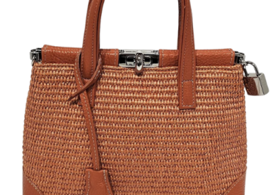 MARILYN'S WOVEN LEATHER SMALL TURN-LOCK GRIP AND CROSSBODY HANDBAG