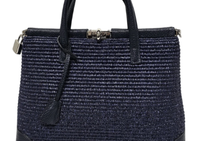 MARILYN'S WOVEN LEATHER MED TURN-LOCK GRIP AND CROSSBODY HANDBAG