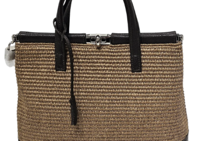 MARILYN'S WOVEN LEATHER MED TURN-LOCK GRIP AND CROSSBODY HANDBAG