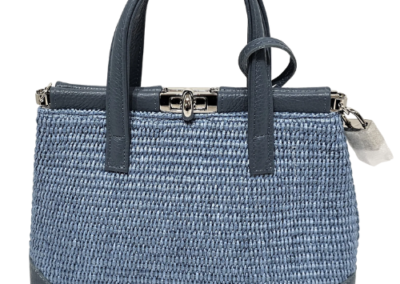 MARILYN'S WOVEN LEATHER SMALL TURN-LOCK GRIP AND CROSSBODY HANDBAG