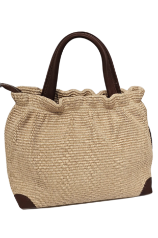 MARILYN'S WOVEN LEATHER MED SIZE GRIP AND CROSSBODY HANDBAG