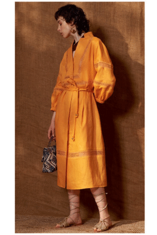 Marilyn's Linen Mandarin Collar Long Sleeve Long Dress Pockets