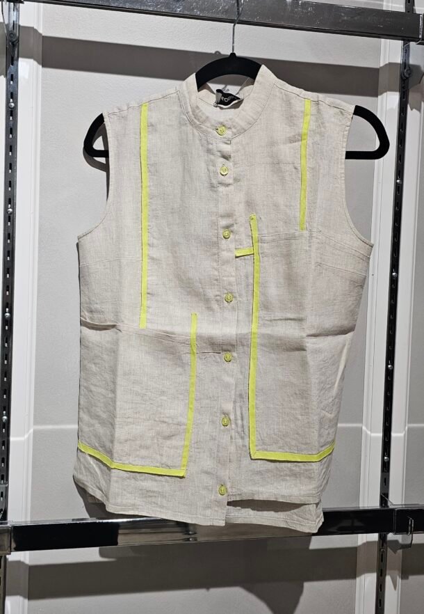 BA670  CAP SLEEVE FITTED LINEN TOP