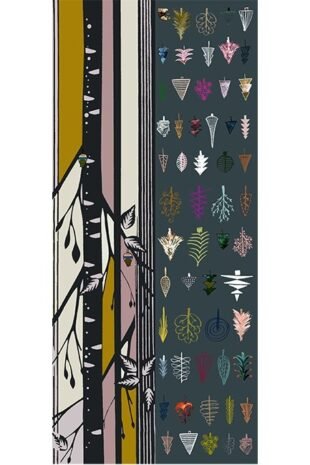 Shawl - Trees and Leaves Teal/Gold-Mauve