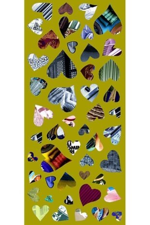 Marilyn's Shawl - Patchwork Hearts- Multi-color on Lemon-lime