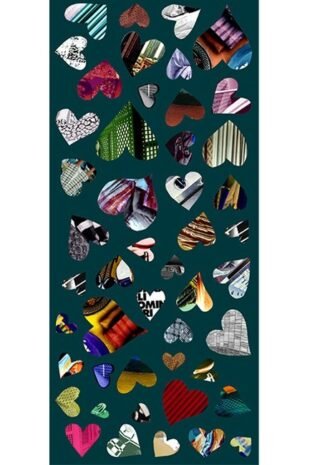 Marilyn's Shawl - Patchwork Hearts - Multi-color on Teal