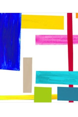 Italian Square Scarf- Abstract Rectangles - Multi-color on White