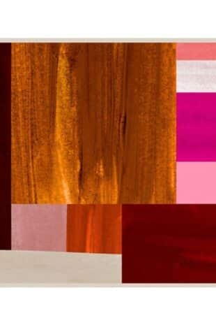 Italian Print Scarf- Painted Rectangles- Multi-color/Rusts/Pinks