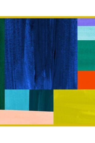 Italian Scarf- Painted Rectangles- Multi-color/Blue/Green