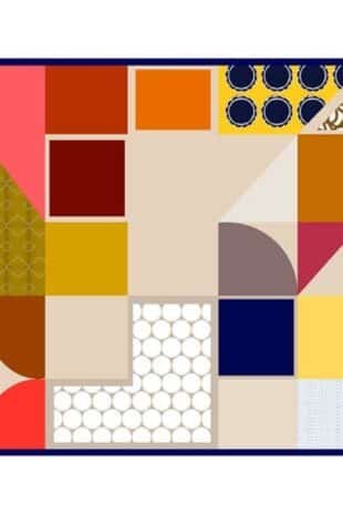 Italian Luxury Scarf- Mod Art - White/Beige/Multi-colors