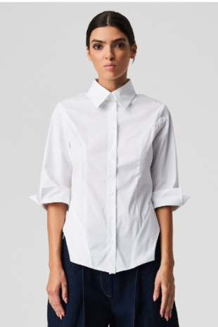 BA724 BEST  WHITE 3/4 LENGTH SLEEVE  BLOUSE