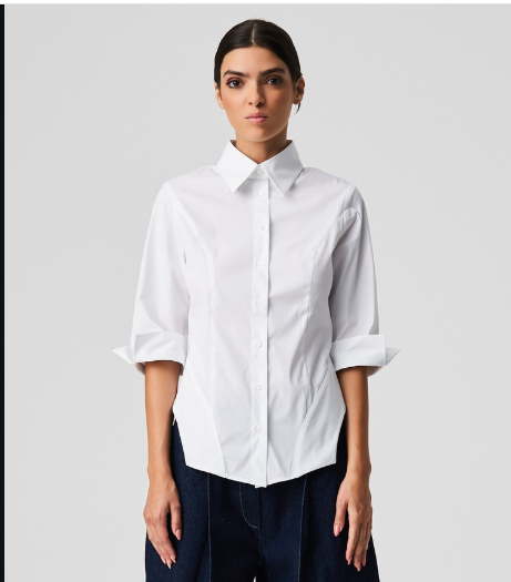 BA724 BEST WHITE 3/4 LENGTH SLEEVE BLOUSE