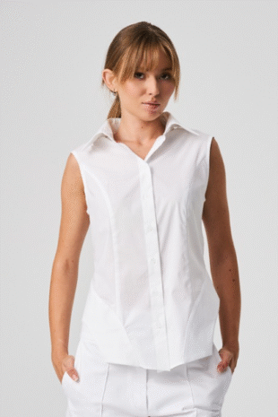 BA726 FABOLOUS SLEEVELESS WHITE BLOUSE