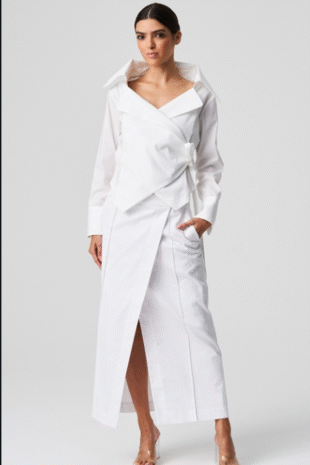 BA740 FASHION WHITE WARP BLOUSE