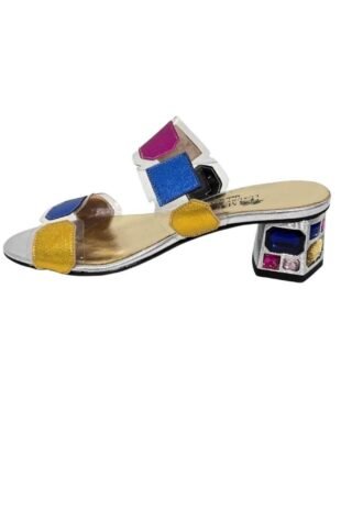 MIL French Mule Block Low Heel Open Toe Shoe