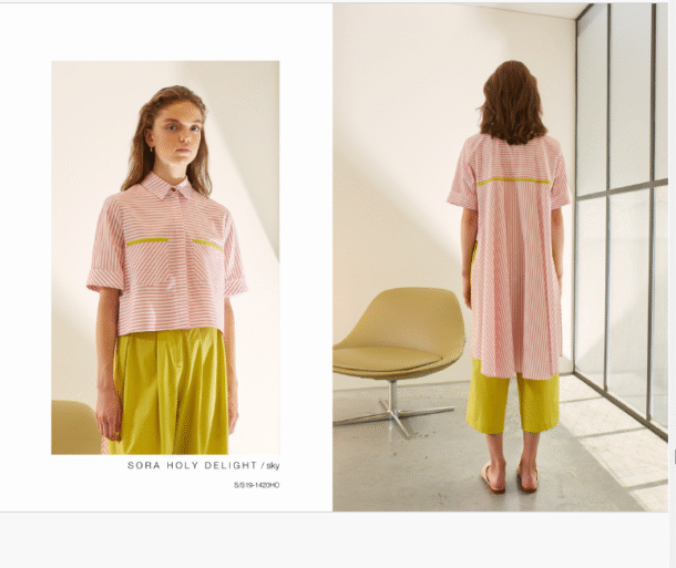 SORA GREAT STRIPE SHORT SLEEVE CROP BLOUSE