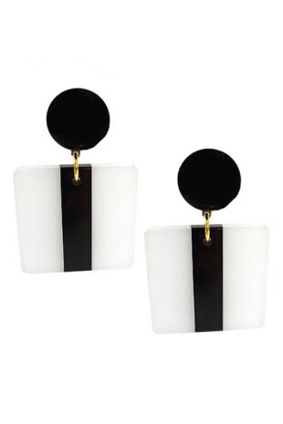 Marilyn French Square Hanging Resin Clip Earrings