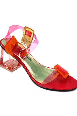 Marilyn's Modis Clear Open Toe Sling Back Block Heel Shoe