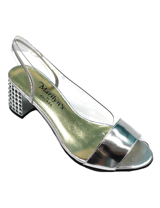 Marilyn's Movera Clear Silver Crystal Block Heel Shoe