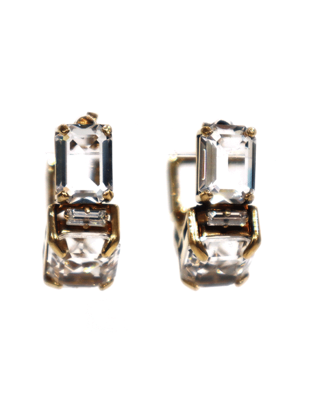 ORV70 BRASS STONES ORNAMENTAL PIERCED EARRINGS