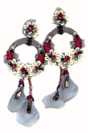 FABULOUS GREY CHANDELIER FUN PIERCED EARRINGS