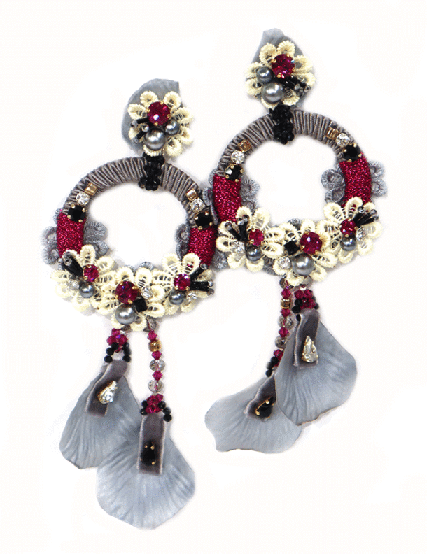 FABULOUS GREY CHANDELIER FUN PIERCED EARRINGS