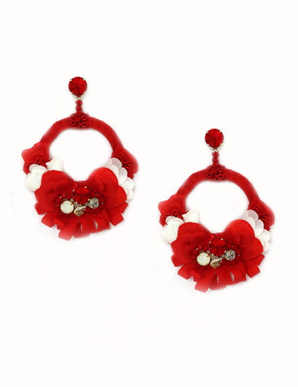 MOULI RED FABULOUS CHANDELER PIERCED EARRINGS
