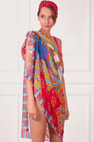 Marilyn's Italian Multi-Color Print Shawl