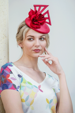 Red Woven Crown Flower Rose Fascinator