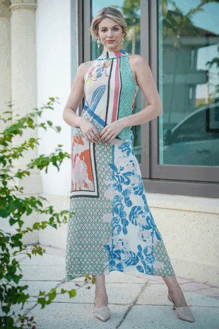 Marilyn's Flattering Knit Pleaded Stretch Waistband Long Skirt