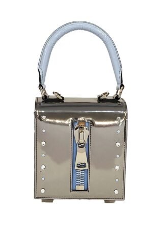 Marilyn's Italian Reflective Leather Cube Handbag