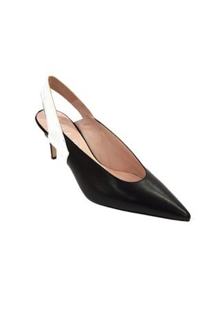 Marilyn's Black, White, Leather Sling back, 3-inch Heel Shoes