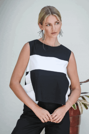 Marilyn's Marble Black Ruffle Blouse