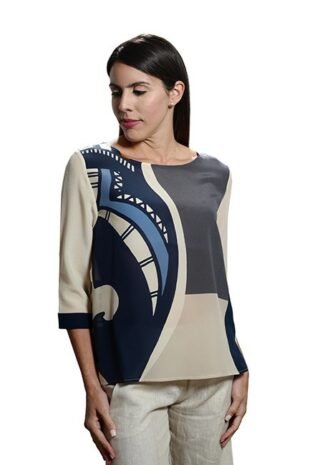 Marilyn's Italian Silk Print Top 10819