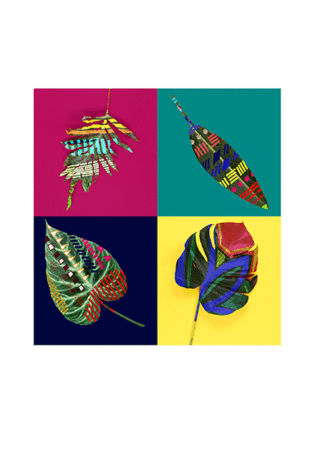 Marilyn's Leaf Pattern Mix colored scarf/shawl 53 inches square