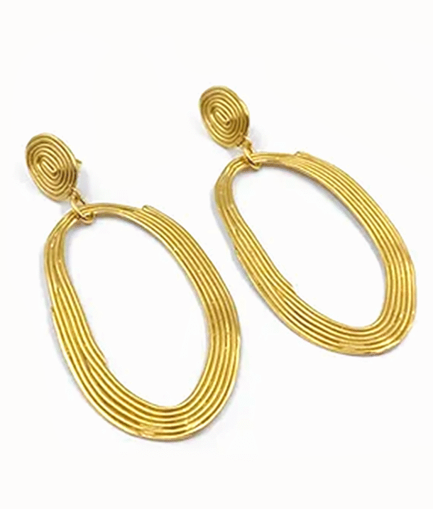 NGALY HANDMADE GOLD-PLATED PIERCED RING EARRINGS