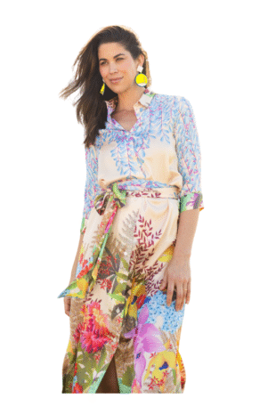 Torre Fabulous Print Silky Long Dress