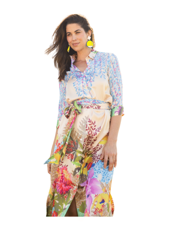 Torre Fabulous Print Silky Long Dress