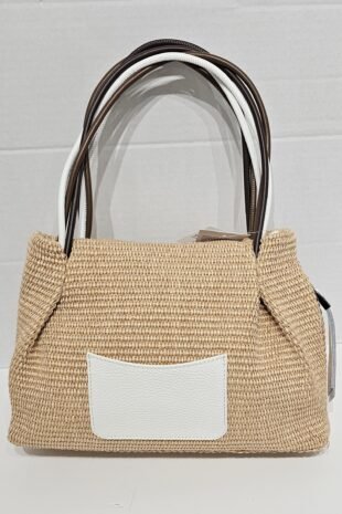 WOVEN LEATHER MEDIUM SIZE GRIP AND CROSSBODY HANDBAG