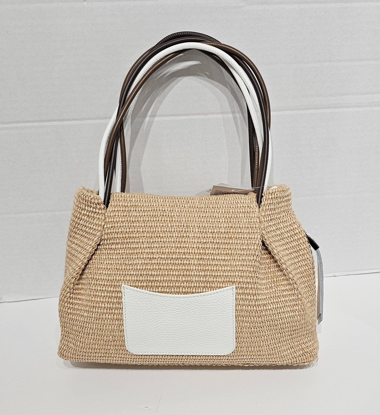 WOVEN LEATHER MEDIUM SIZE GRIP AND CROSSBODY HANDBAG