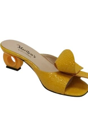 B584F10 Marilyn's Luxury Italian Mule Slip on Open Toe Block Heel Shoes